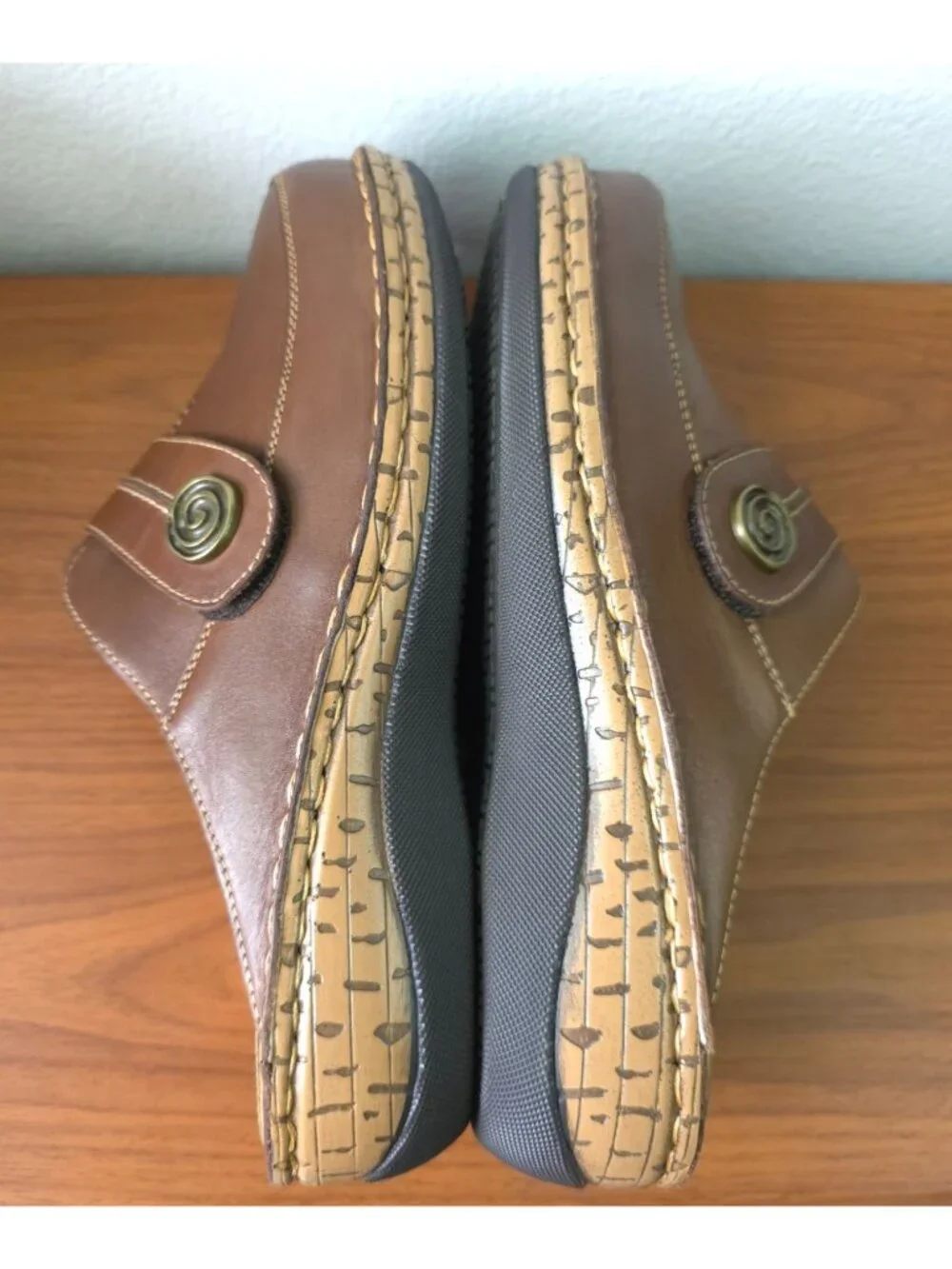 Propet JANA Brown Leather Comfort  Slip-On Adjustable Clog Mules Womens 10X (2E) - Picture 5 of 8